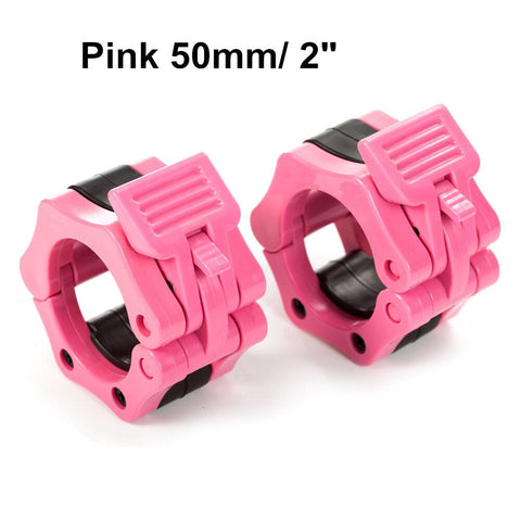 50mm A Pair Lock Jaw Collars Olympic Barbells Muscle Clamp Bar Lockjaw 2'' Pink