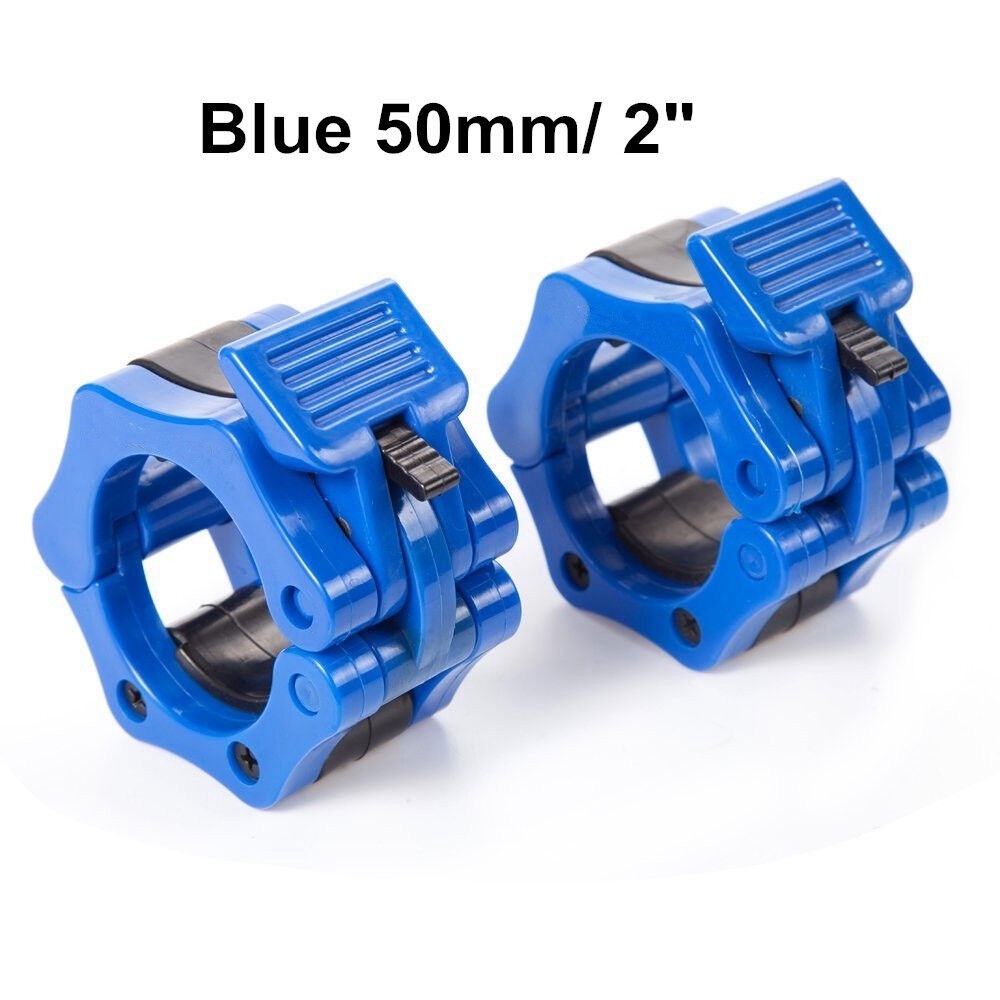 50mm A Pair Lock Jaw Collars Olympic Barbells Muscle Clamp Bar Lockjaw 2''Blue