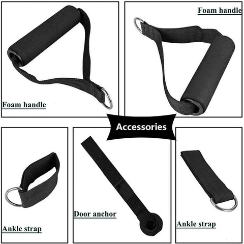 NEW 11PCS RESISTANCE FITNESS EXERCISE BANDS SET TUBE HOME DOOR YOGA LOOP GYM ABS