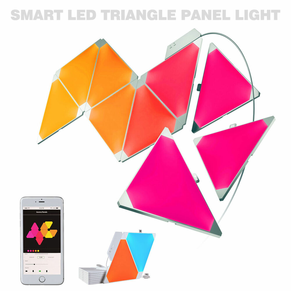 Smart LED Triangle Wall  Panel Light RGB Color Rhythm 9pcs App Controlled Gaming