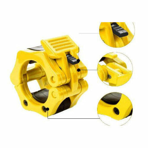 50mm A Pair Lock Jaw Collars Olympic Barbells Muscle Clamp Bar Lockjaw 2''Yellow