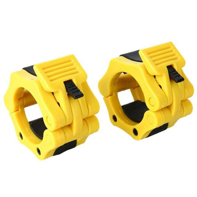 50mm A Pair Lock Jaw Collars Olympic Barbells Muscle Clamp Bar Lockjaw 2''Yellow