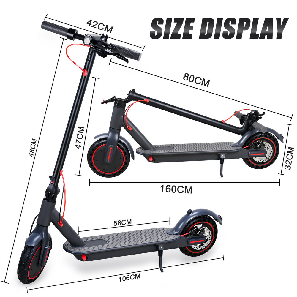 Electric Scooter Portable Foldable Commuter Bike 350W Brushless Motor Black