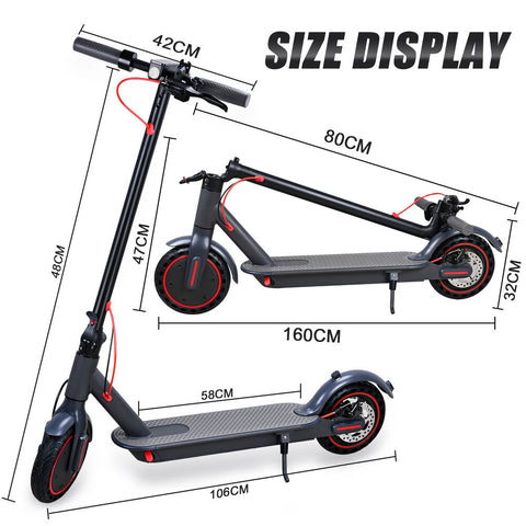 Electric Scooter Portable Foldable Commuter Bike 350W Brushless Motor Black