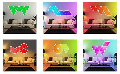 Smart LED Triangle Wall  Panel Light RGB Color Rhythm 9pcs App Controlled Gaming