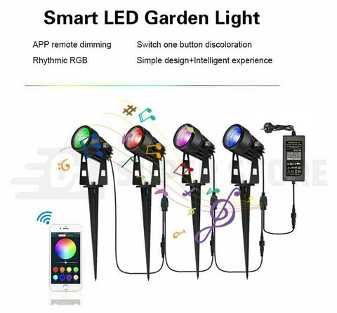 Smart Garden Light Kit RGB Bluetooth (4-PACK 12W Per Light) 48W Black Waterproof