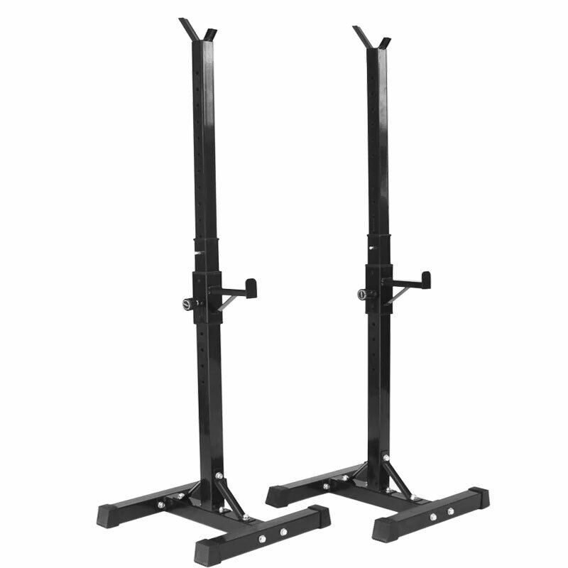 Home Gym Pair of Portable Adjustable Squat Rack Barbell Bar Squat Stand