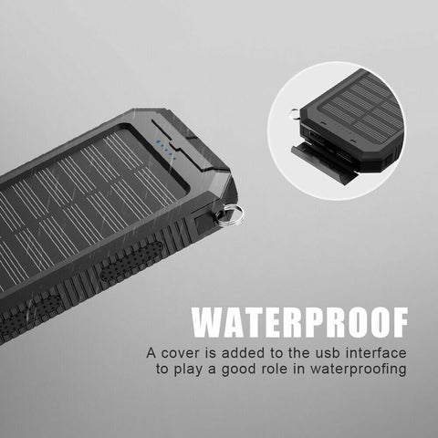 50000mAh Waterproof Portable Solar USB External Battery Power Bank Pack Charger