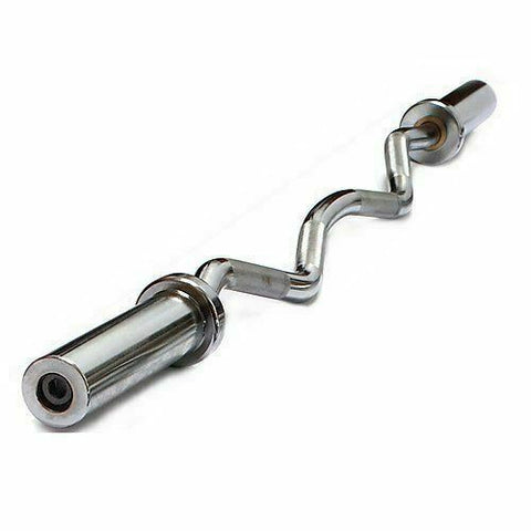 120cm Chrome Olympic Ez Curl Bar Barbell Weight Bar -2 Free Spring Collars