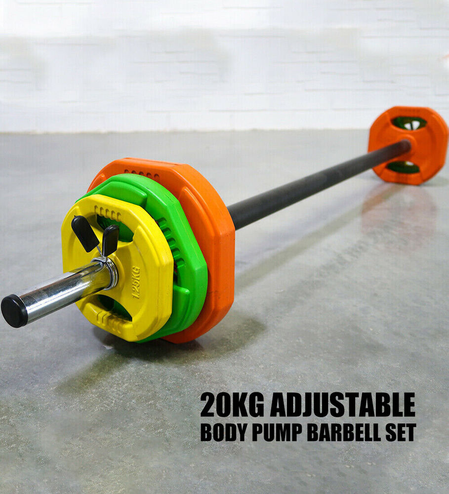New Aerobic Body Pump Barbell Set Tri Grip Plate Weight Strength Group Fitness