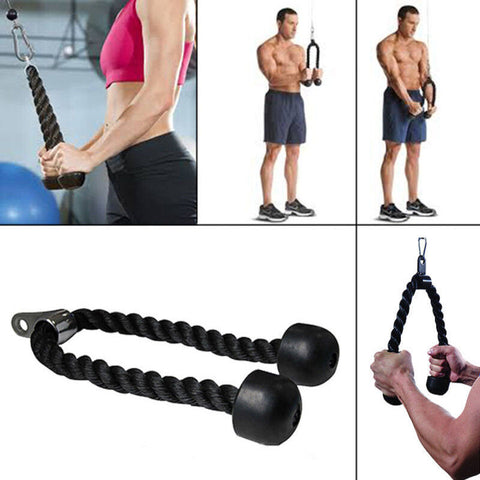 TRICEP ROPE GYM CABLE ATTACHMENT SINGLE HANDLE ROW BAR HOME GYM FITNES ...